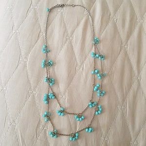 Turquoise double strand statement necklace